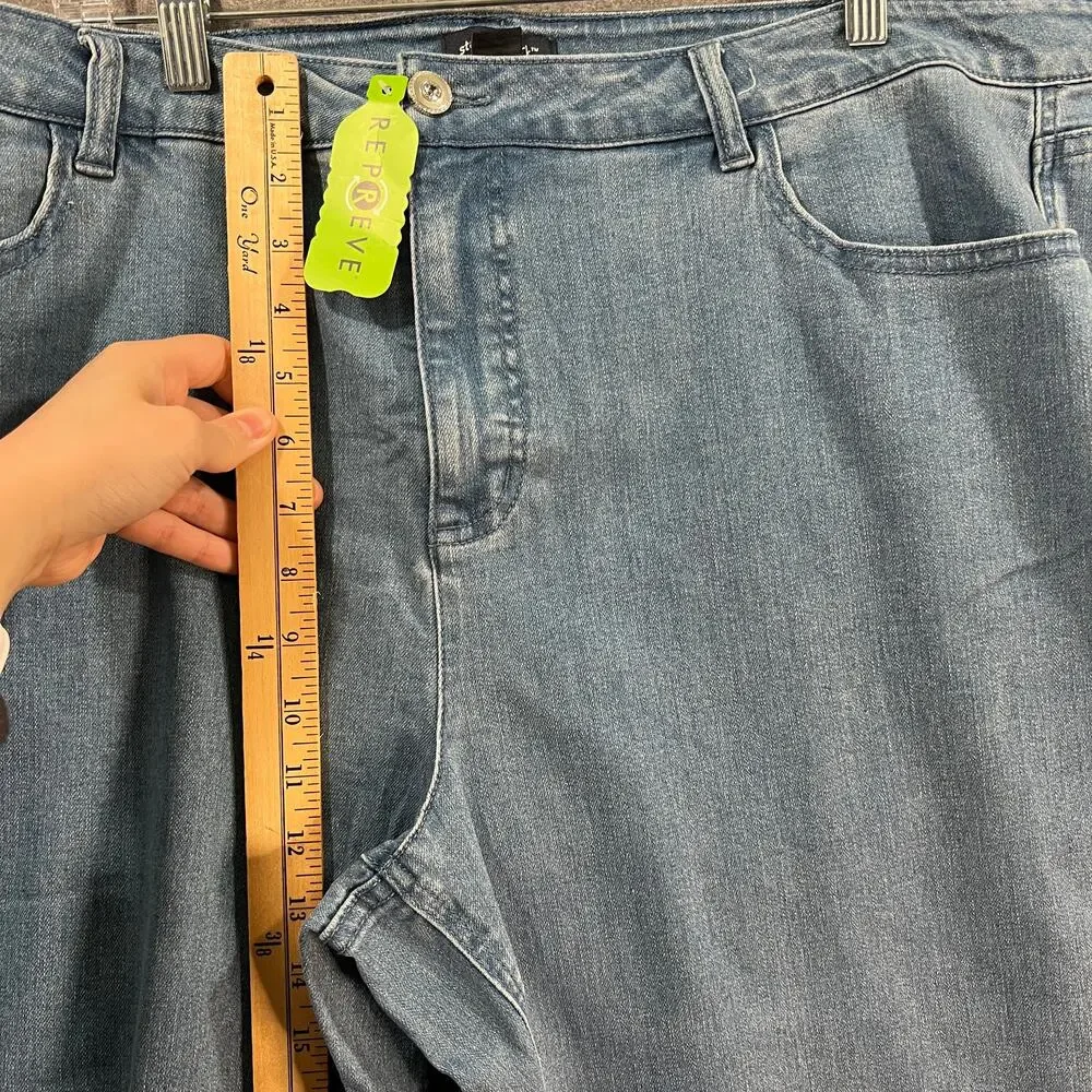 Studio Park x Jane Treacy Regular Denim Kick Flare Cropped Medium Wash, Plus 22
